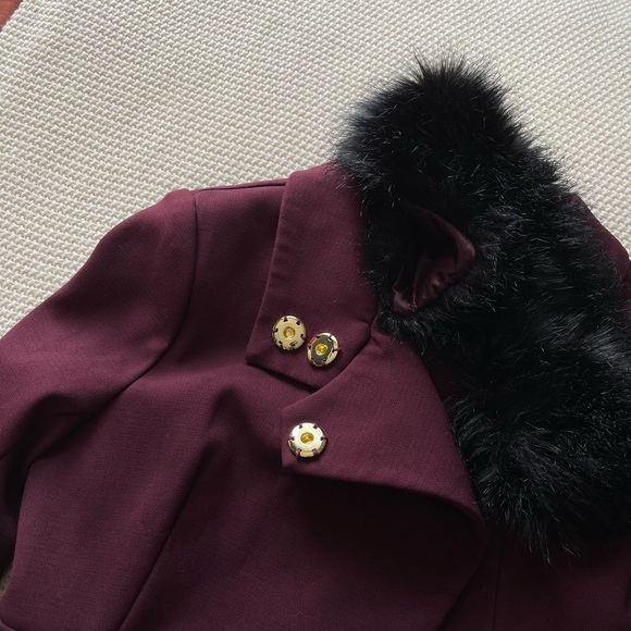 Bebe Faux Fur Collar Burgendy Coat - Picture 3 of 16